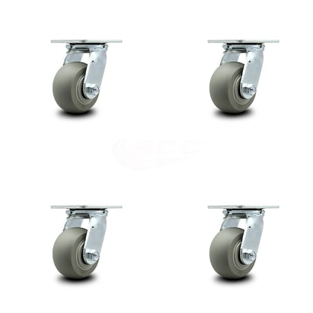 Service Caster 4 Inch Thermoplastic Rubber Wheel Swivel Caster Set with Ball Bearings SCC SCC-30CS420-TPRBD-4